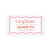 ピンクの波状フレームトレンディー卒業アドレス ラベル (正面)