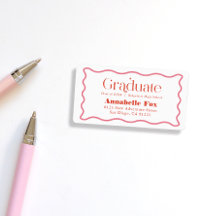 ピンクの波状フレームトレンディー卒業アドレス