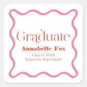 ピンクの波状フレームトレンディー卒業 スクエアシール (正面)