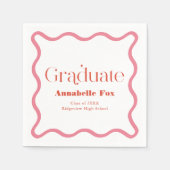 ピンクの波状フレームトレンディー卒業 スタンダードカクテルナプキン (正面)