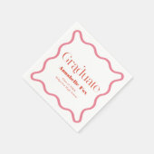 ピンクの波状フレームトレンディー卒業 スタンダードカクテルナプキン (角)