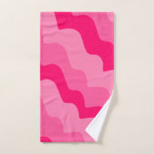 ピンクの波状海波のグラデーション バスタオルセット (ハンドタオル)