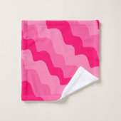 ピンクの波状海波のグラデーション バスタオルセット (ウォッシュタオル)