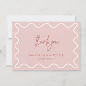 ピンクの波状縁どサンキューカード サンキューカード (正面)