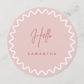 ピンクの波状縁どメニュー・カード（名前） メニュー (正面)