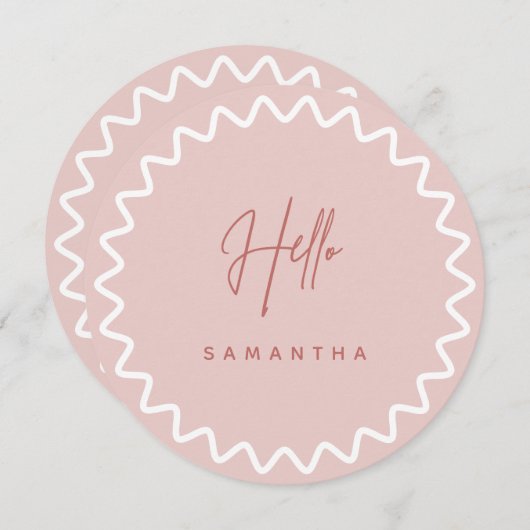 ピンクの波状縁どメニュー・カード（名前） メニュー (正面/裏面)