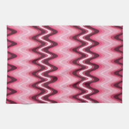 ピンクの波 キッチンタオル