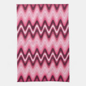 ピンクの波 キッチンタオル (縦)