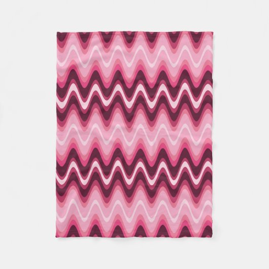 ピンクの波 フリースブランケット (正面)