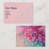 ピンクの波、抽象芸術緑の金ゴールド渦巻き 名刺 (正面/裏面)