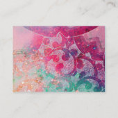 ピンクの波、抽象芸術緑の金ゴールド渦巻き 名刺 (裏面)