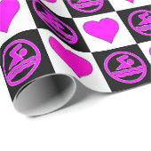 ピンクの泳ぐ人とハートスイミングとダイビング泳ぐ ラッピングペーパー (ロールコーナー)