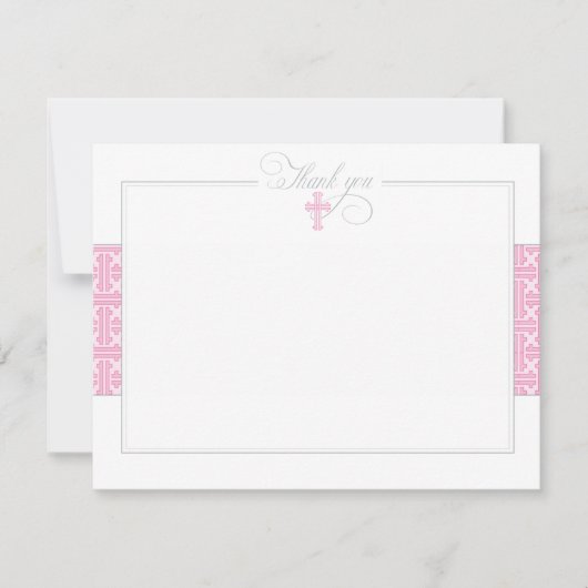 ピンクの洗礼平たい箱はノート感謝していしています サンキューカード (正面)