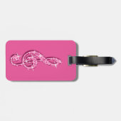 ピンクの派手なきらめく音楽ノート ラゲッジタグ (裏面横)