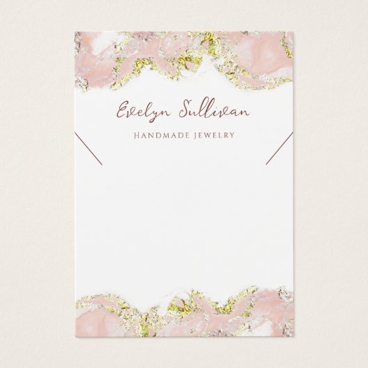 ピンクの流体大理石のネックレス表示カード (正面)