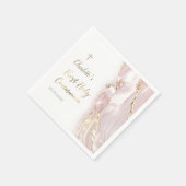 ピンクの流体大理石ファースト・コミュニオン スタンダードカクテルナプキン (角)