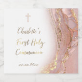 ピンクの流体大理石ファースト・コミュニオン スパークリングワインラベル (シングルラベル)