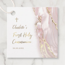 ピンクの流体大理石ファースト・コミュニオン フェイバータグ