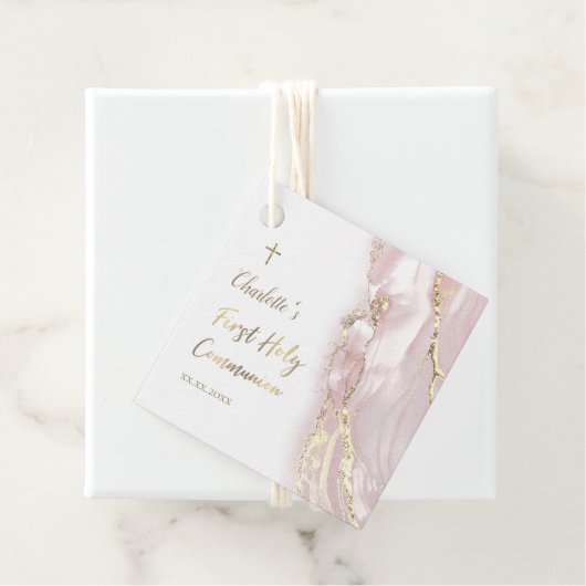 ピンクの流体大理石ファースト・コミュニオン フェイバータグ (インサイチュ)