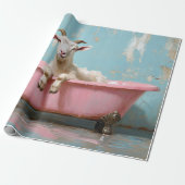 ピンクの浴槽に入ったヤギ ラッピングペーパー (アンロールド)