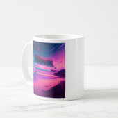 ピンクの海とパームツリーデジタルアート コーヒーマグカップ (正面左)