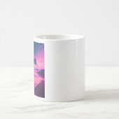 ピンクの海とパームツリーデジタルアート コーヒーマグカップ (中央)