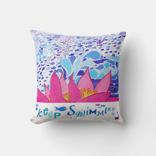 ピンクの海の枕によって16x16は投球の航海のな装飾が家へ帰ります クッション (正面)