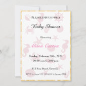 ピンクの海の模様の赤ちゃんシャワーの招待 招待状 (正面)