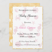 ピンクの海の模様の赤ちゃんシャワーの招待 招待状 (正面/裏面)