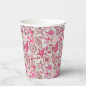ピンクの海の模様 紙コップ (左)