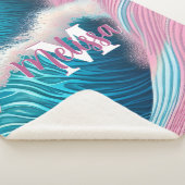 ピンクの海の水モノグラム シェルパブランケット (3/4)