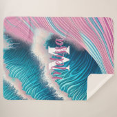 ピンクの海の水モノグラム シェルパブランケット (正面(横))