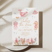 ピンクの海の誕生日招待状 招待状