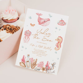 ピンクの海の誕生日招待状 招待状