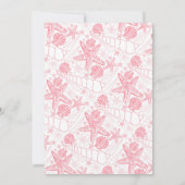 ピンクの海の貝、ヒトデ双子のベビーシャワー 招待状 (裏面)