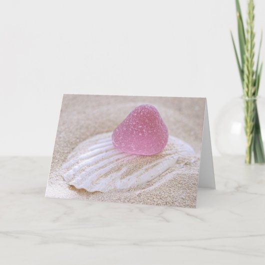 ピンクの海ガラスのgumdrop カード (正面)