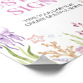 ピンクの海動物の女の子のパーティーカスタムテーブルの記号 ポスター (角)