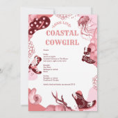 ピンクの海岸を舞台にしたカウガールズの独身最後の女祭り 招待状 (裏面)