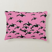 ピンクの海洋野生生物のオガーリールカ・キラー・クジラ アクセントクッション (裏面)