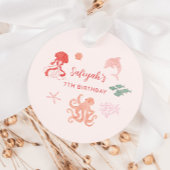 ピンクの海生き物の誕生日パーティー フェイバータグ