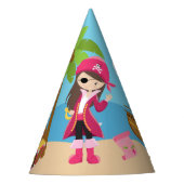 ピンクの海賊女の子の誕生会 パーティーハット (正面)