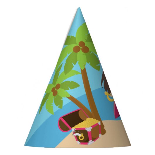 ピンクの海賊女の子の誕生会 パーティーハット (左)