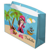 ピンクの海賊女の子の誕生会 ラージペーパーバッグ (裏面アングル)