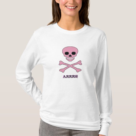 ピンクの海賊旗の海賊Tシャツ Tシャツ (正面)