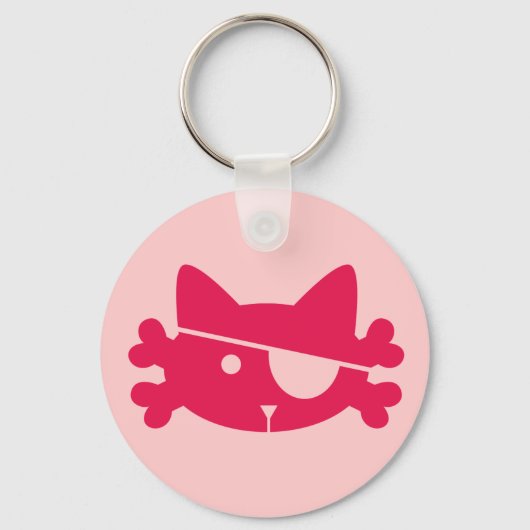 ピンクの海賊猫 キーチェーン キーホルダー (正面)