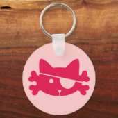 ピンクの海賊猫 キーチェーン キーホルダー (正面)