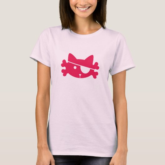 ピンクの海賊猫 - Tシャツ (正面)