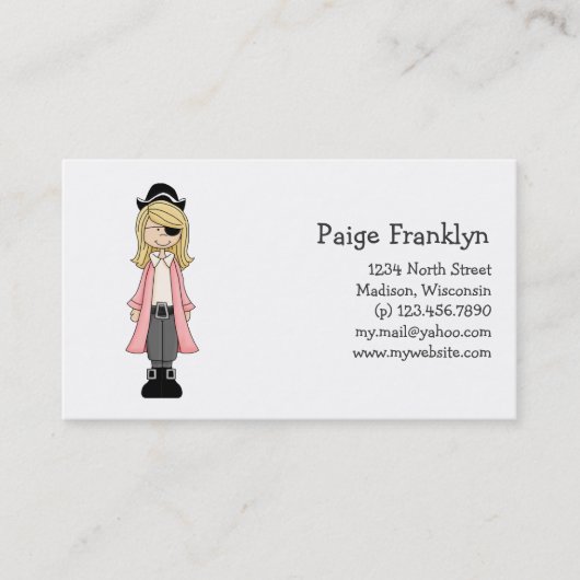 ピンクの海賊 · 海賊女の子#2 名刺 (正面)