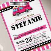 ピンクの消防車のベビーシャワー招待状 招待状