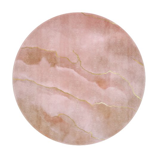 ピンクの液体大理石の金ゴールドテクスチャ カッティングボード (正面)